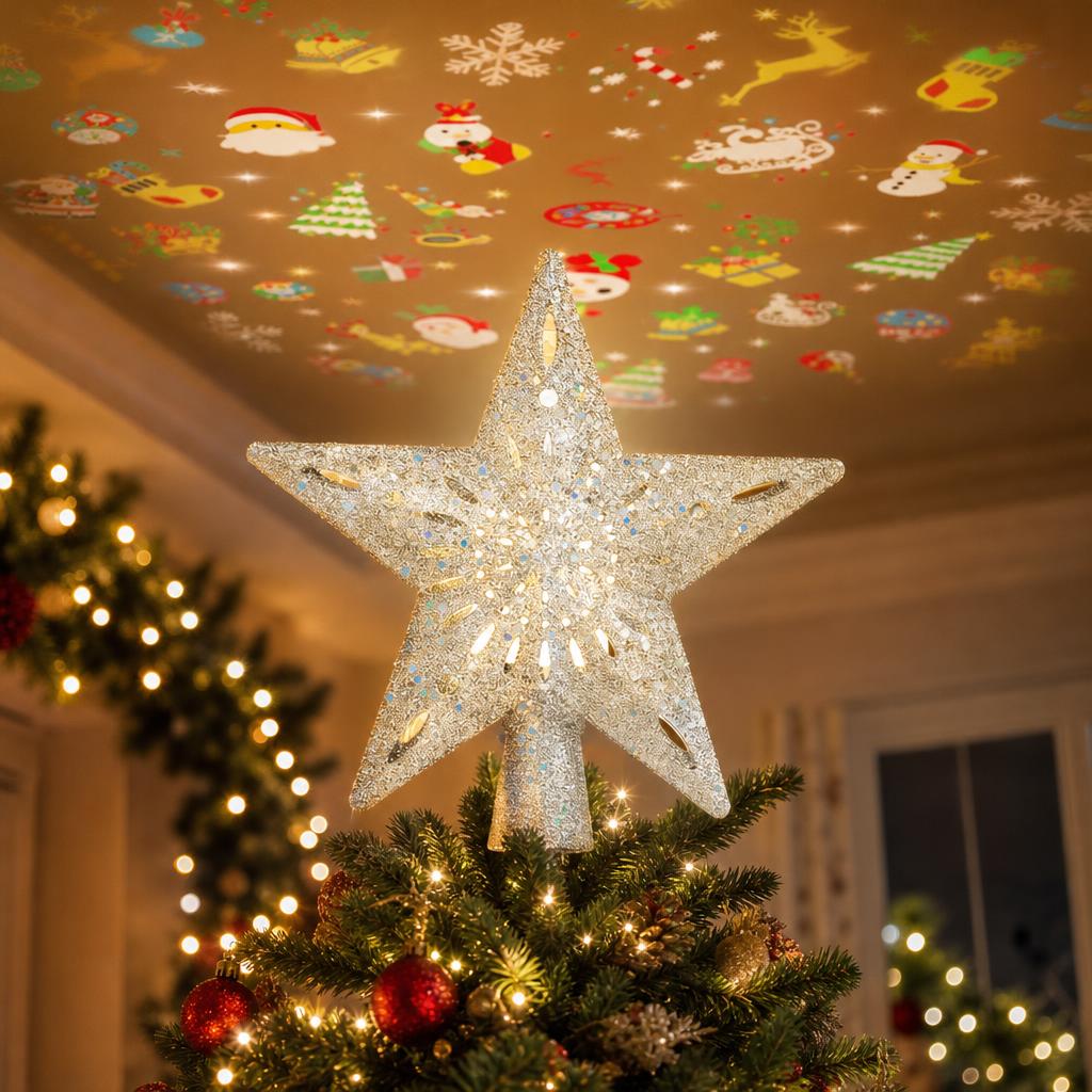 Lumora StarShow – Rotating Projector Christmas Tree Topper